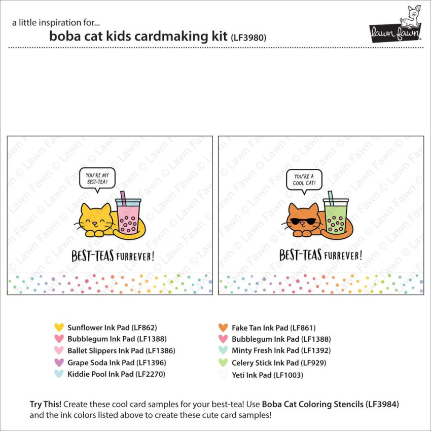 Lawn Fawn - Kids Cardmaking Kit "Boba Cat"