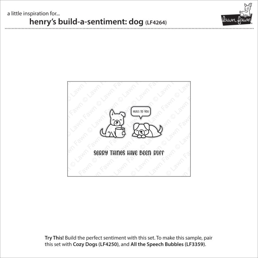 Lawn Fawn - Stempelset "Henry's Build-A-Sentiment Dog" Clear Stamp