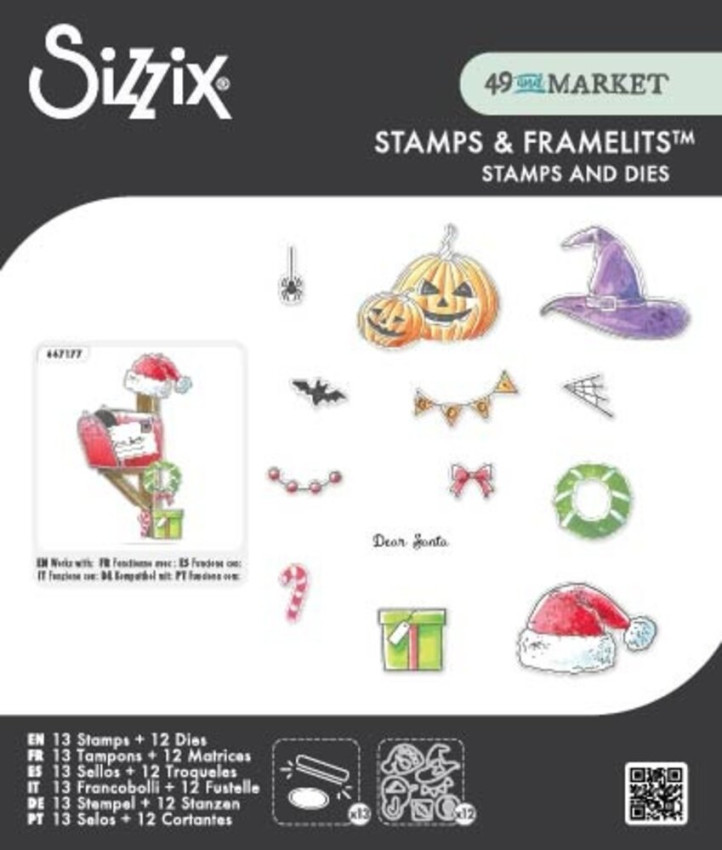 Sizzix - Stanzschablone & Stempelset "Holiday Drop" Thinlits Craft Dies & Clear Stamps by by 49 & Market