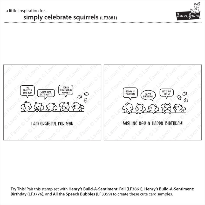 Lawn Fawn - Stempelset "Simply Celebrate Squirrels" Clear Stamp