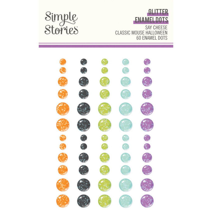 Simple Stories - Glitter Enamel Dots "Say Cheese Classic Mouse Halloween" 60 Stück