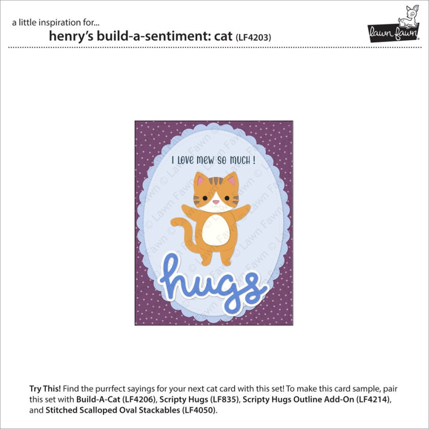 Lawn Fawn - Stempelset "Henry's Build-A-Sentiment Cat" Clear Stamp