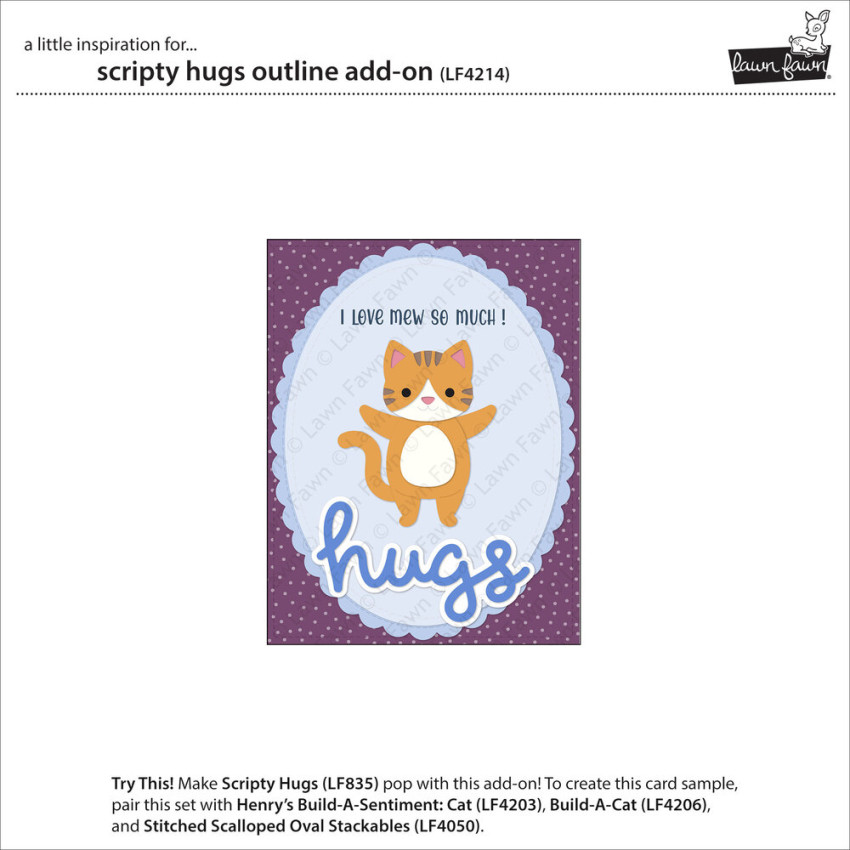 Lawn Fawn - Stanzschablone "Scripty Hugs Outline Add-On" Lawn Cuts Dies