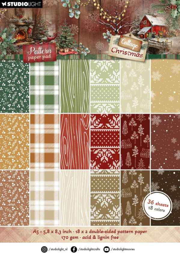 Studio Light - Designpapier A5 "Cottage Christmas" Pattern Paper Pad - 36 Bogen