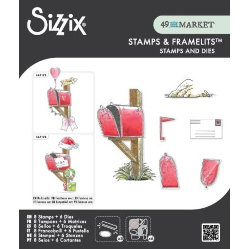 Sizzix - Stanzschablone & Stempelset "Letter Drop" Thinlits Craft Dies & Clear Stamps by by 49 & Market