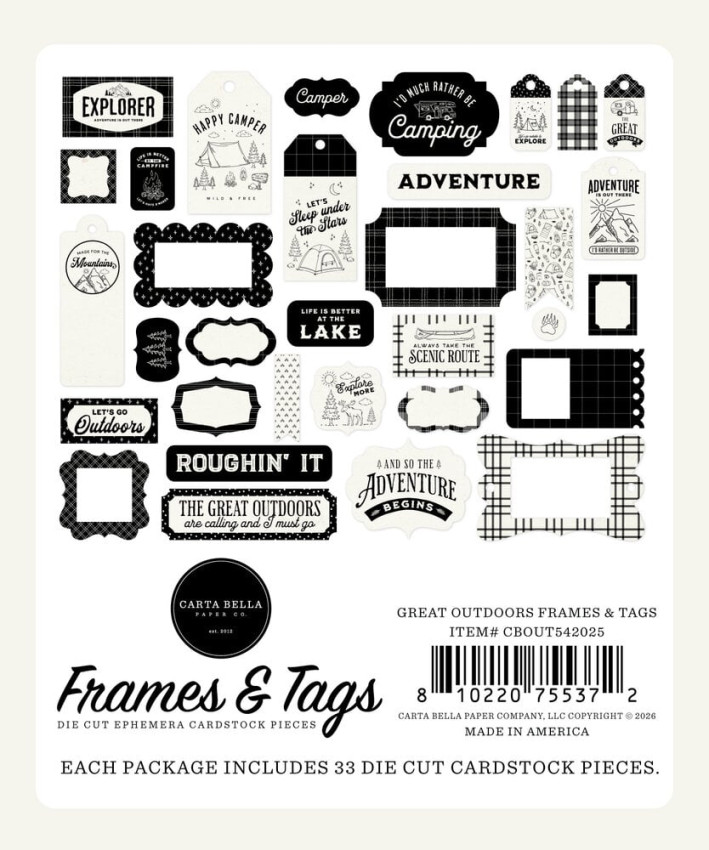 Carta Bella - Stanzteile & Anhänger "Great Outdoors" Ephemera Frames & Tags