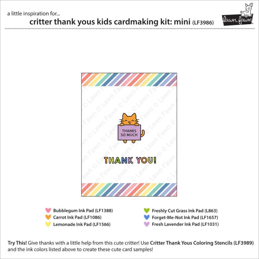 Lawn Fawn - Kids Cardmaking Kit Mini "Critter Thank Yous"