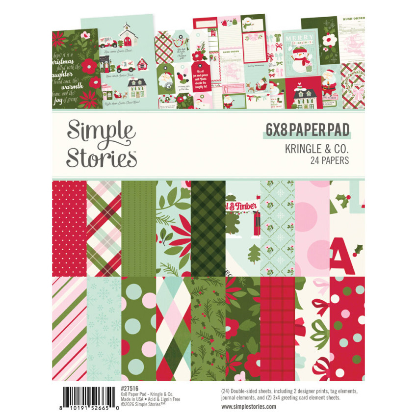 Simple Stories - Designpapier "Kringle & Co." Paper Pack 6x8 Inch - 24 Bogen