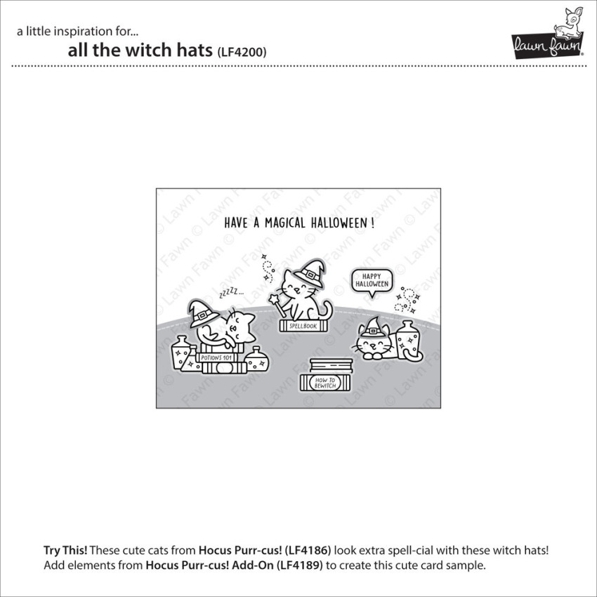 Lawn Fawn - Stempelset "All the Witch Hats" Clear Stamp