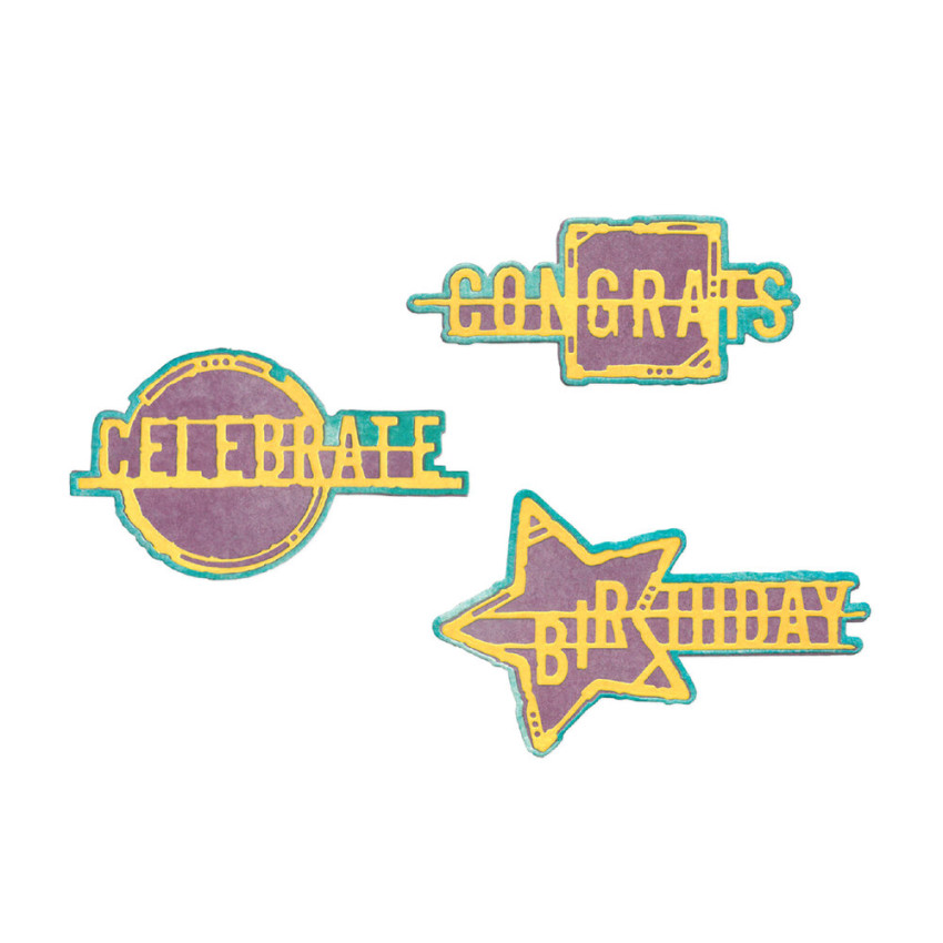 Sizzix - Stanzschablone "Word Wafers Birthday" Thinlits Craft Dies by Seth Apter