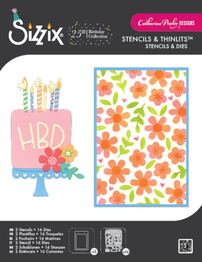 Sizzix - Schablone & Stanze "Let's Eat Cake!" Thinlits Die Set & Stencil by Catherine Pooler