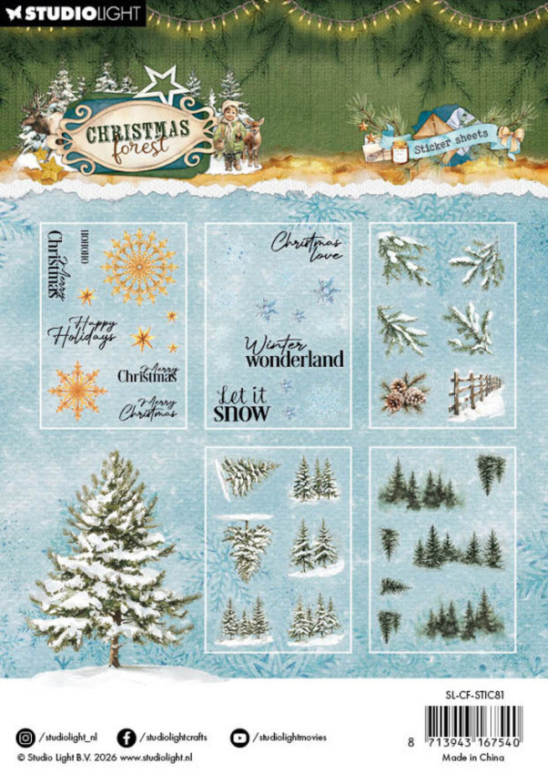 Studio Light - Transparent Stickers "Christmas Forest" Elements & Texts