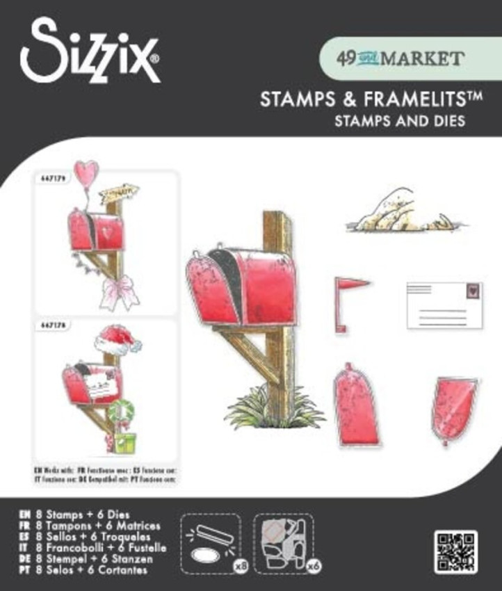 Sizzix - Stanzschablone & Stempelset "Letter Drop" Thinlits Craft Dies & Clear Stamps by by 49 & Market