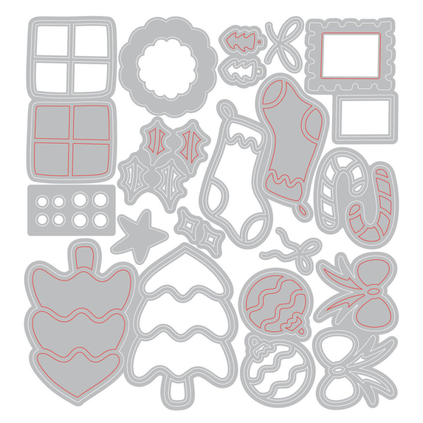 Sizzix - Stanzschablone "Holiday Cheer" Thinlits Craft Dies by Letters by Shells