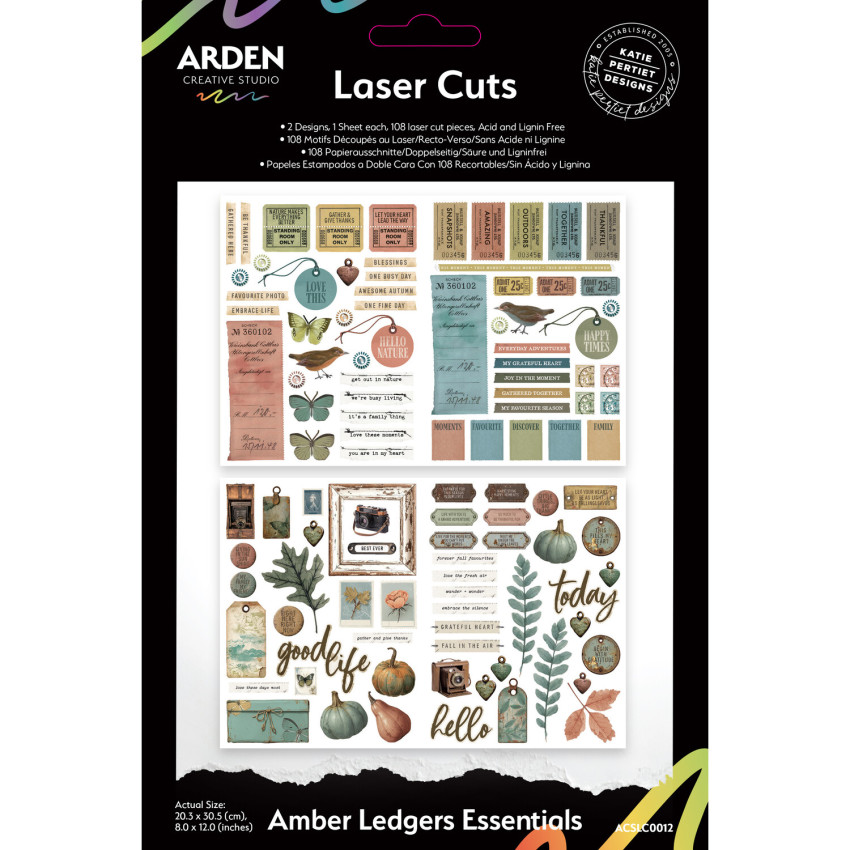 Arden Creative Studio - Stanzteile "Amber Ledgers Essentials" by Katie Pertiet Laser Cuts