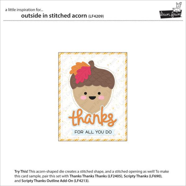 Lawn Fawn - Stanzschablone "Outside In Stitched Acorn" Lawn Cuts Dies