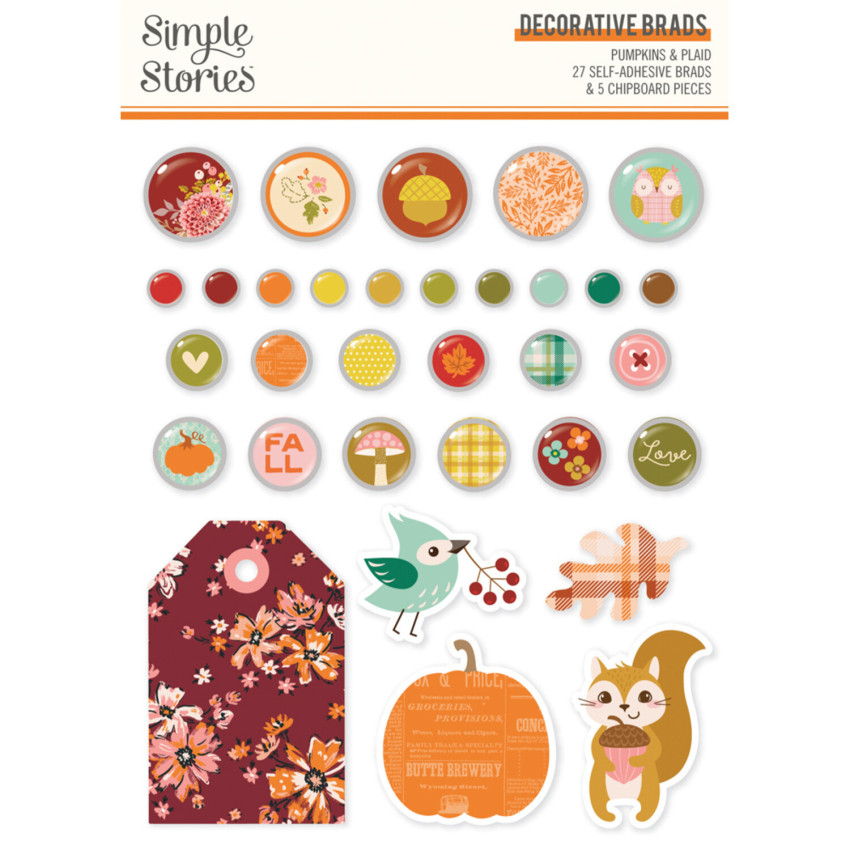 Simple Stories - Decorative Brads "Pumpkins & Plaid"