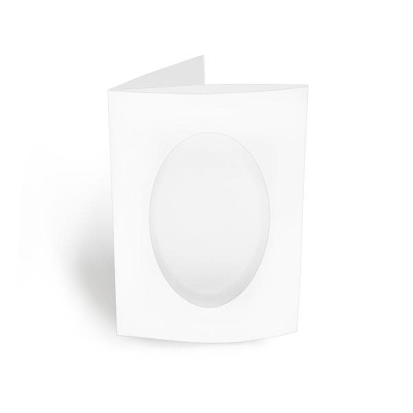 Passepartoutkarte oval 3-Fach DIN A6 in weiss