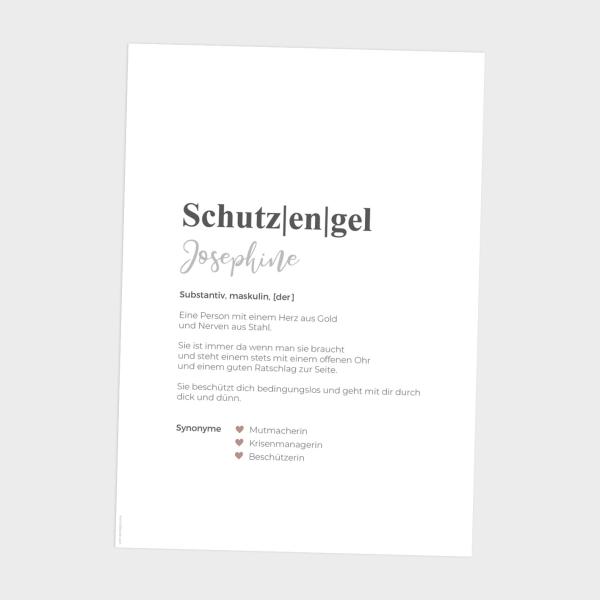 Definitionsposter "Schutzengel 1" | Geschenkidee | Personalisiert  | individuelles Bild | Wörterbuch
