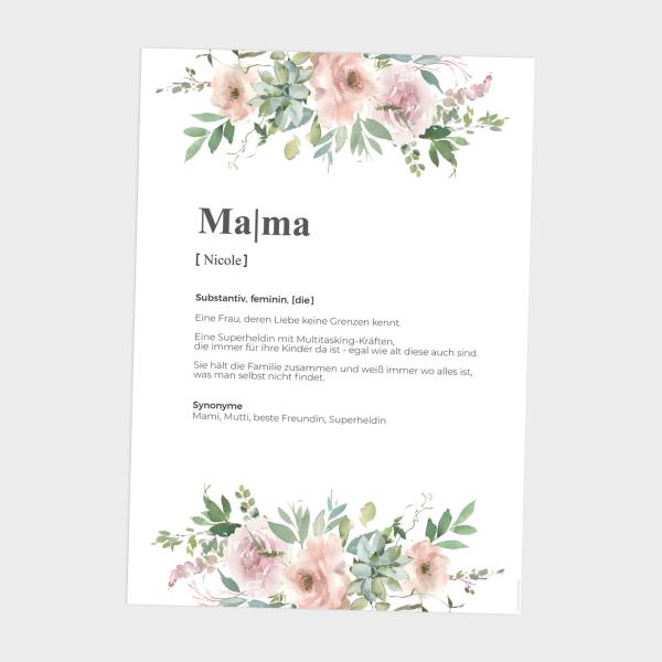 Definitionsposter "Mama  2" | Geschenkidee | Personalisiert  | individuelles Bild | Wörterbuch