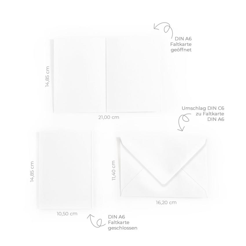 Faltkarte DIN A6 mit Briefumschlag DIN C6 in weiss