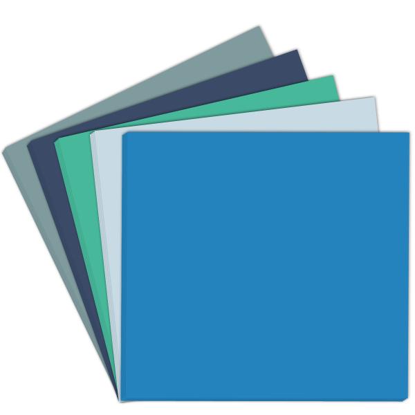 Farbkartonset "Blautöne" 20x Cardstock in 5 Farben Format 12x12 - farbig sortiert