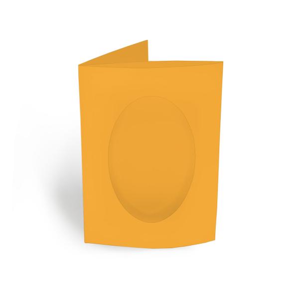 Passepartoutkarte oval 3-Fach DIN A6 in altgold