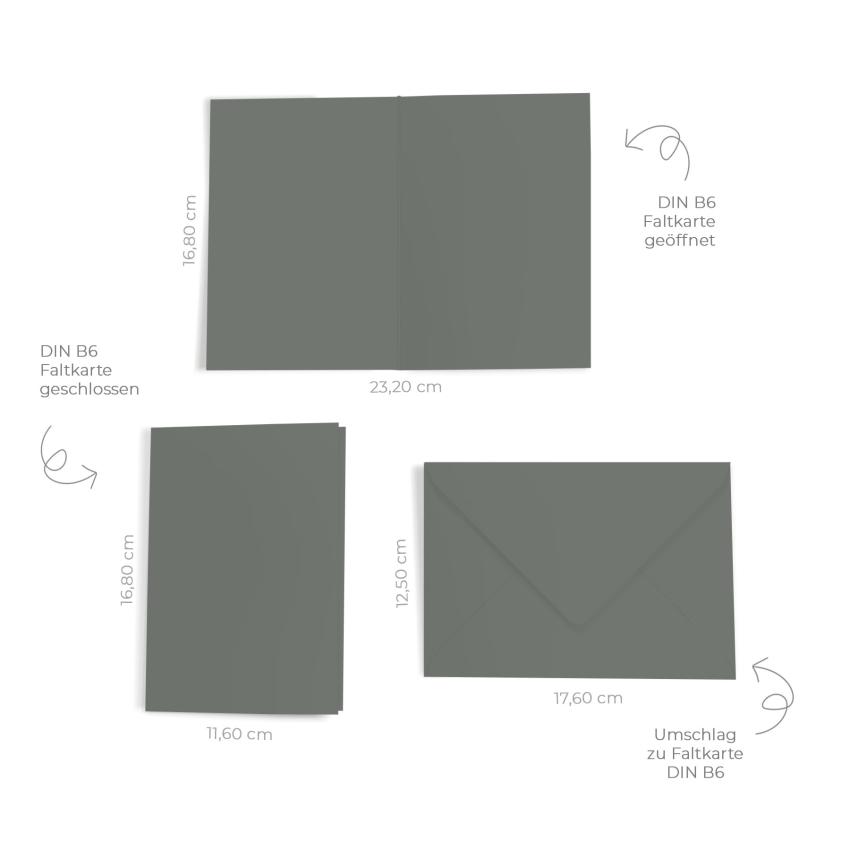 Faltkarte mit Briefumschlag DIN B6 in schiefergrau