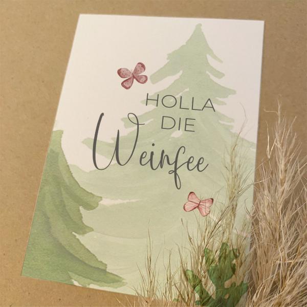 Spruchposter "Holla die Weinfee" | Geschenkidee | Personalisiert  | individuelles Bild | Wanddeko