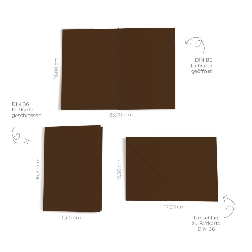 Faltkarte mit Briefumschlag DIN B6 in nussbraun