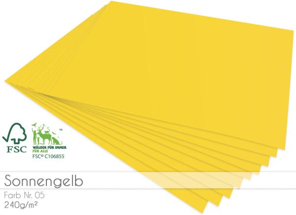 Cardstock "Premium" - Bastelpapier 240g/m² DIN A4 in sonnengelb - 5 Bogen