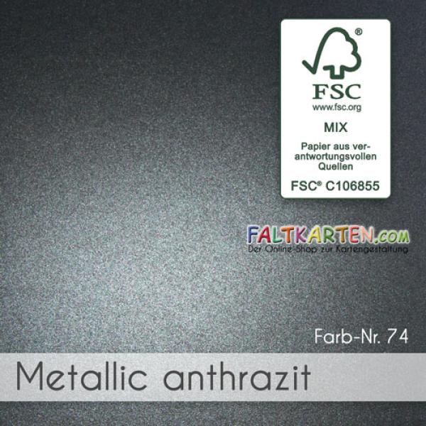Faltkarte 250g/m² DIN A7 in metallic anthrazit