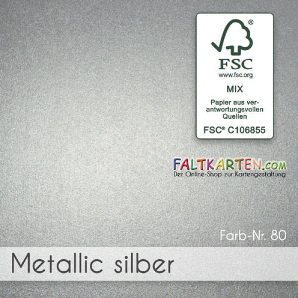 Passepartoutkarte rechteck 3-Fach DIN B6 in metallic-silber