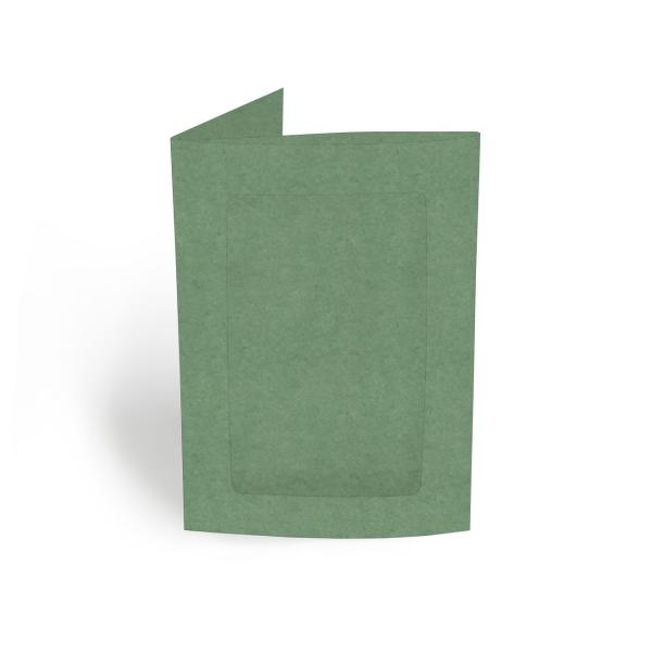 Passepartoutkarte rechteck 3-Fach DIN B6 in kraft salbei