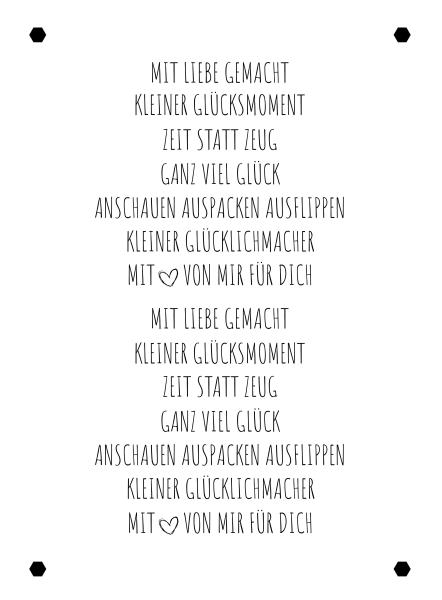 Kulricke Designpapier - "Mit Liebe gemacht A7" Label Papier A7