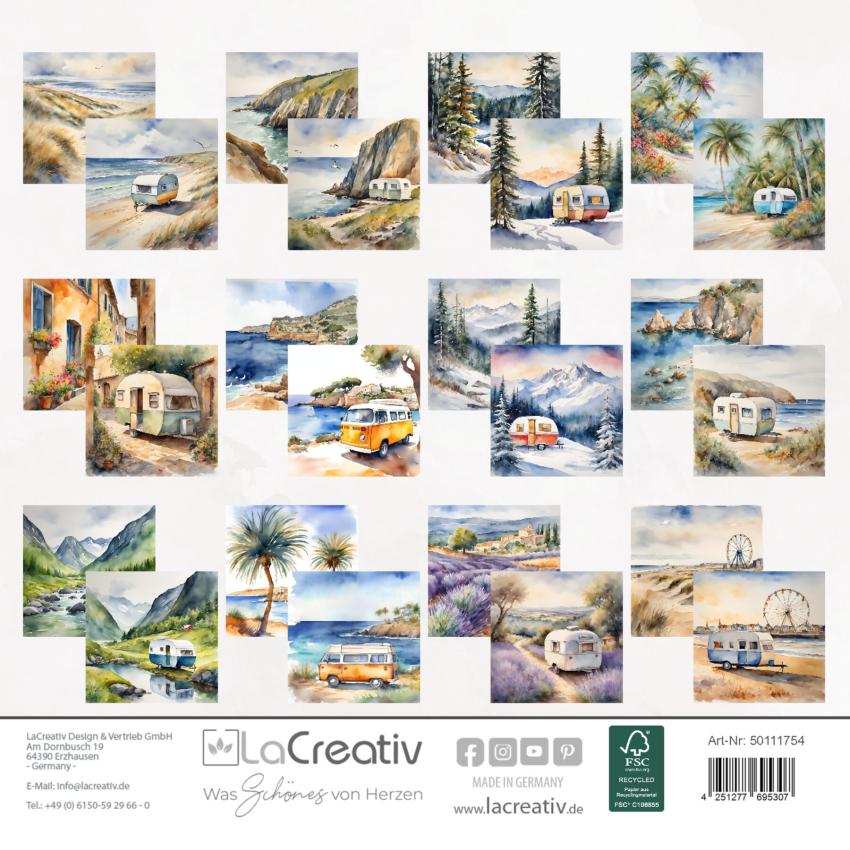 LaCreativ - Designpapier "Weltreise auf Rädern" Paper Pack 6x6" - 24 Bogen