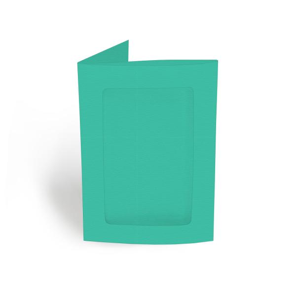 Passepartoutkarte rechteck 3-Fach DIN B6 in struktur türkis