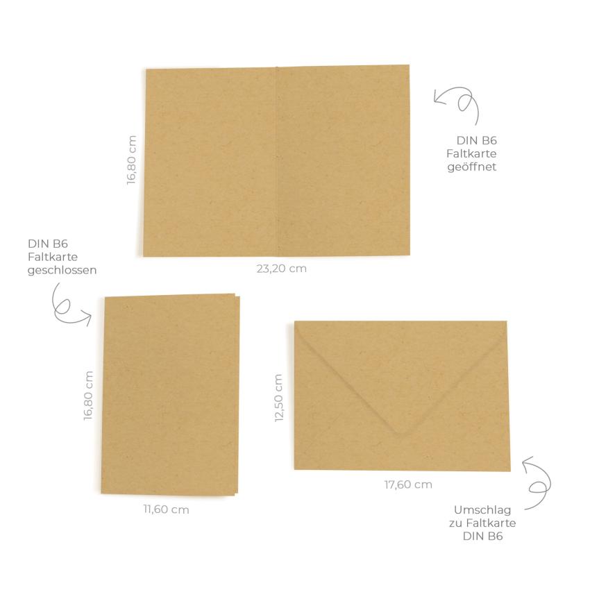 Faltkarte mit Briefumschlag DIN B6 in kraft sand