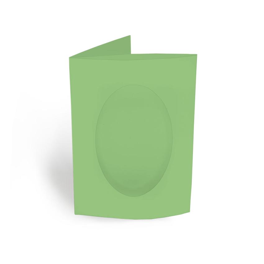 Passepartoutkarte oval 3-Fach DIN A6 in pistazie