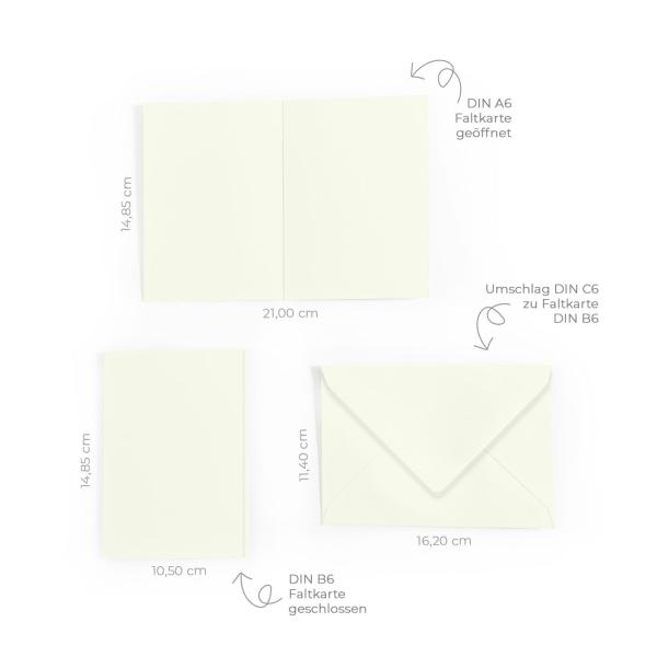 Faltkarte DIN A6 mit Briefumschlag DIN C6 in elfenbein