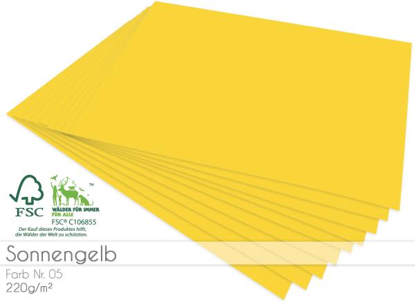 Cardstock "Premium" - Bastelpapier 220g/m² DIN A4 in sonnengelb - 25 Bogen