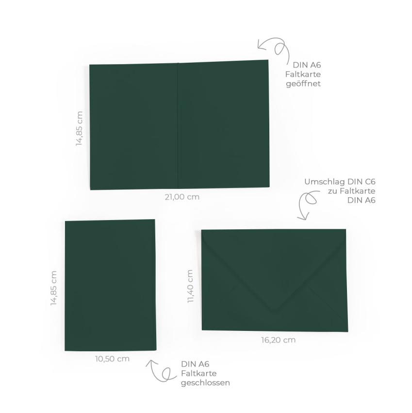 Faltkarte DIN A6 mit Briefumschlag DIN C6 in samtgrün