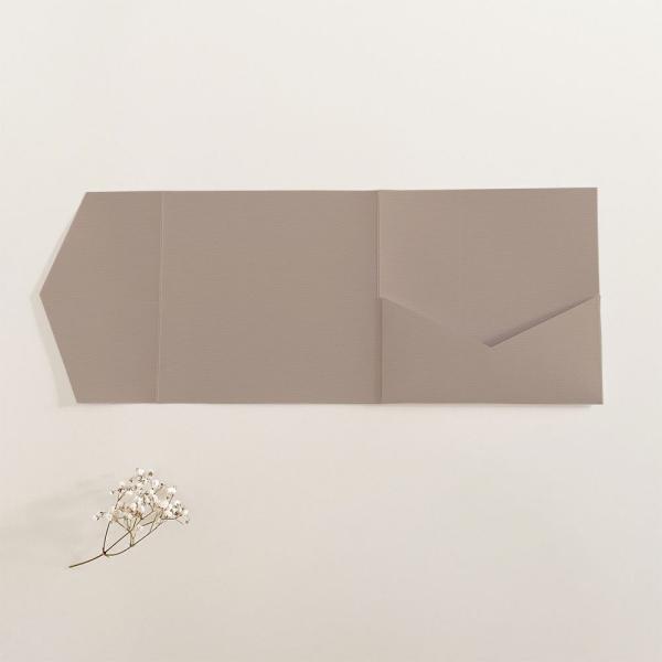 Pocketfold-Karte Quadrat (15x15) Struktur-Karton "Struktur Taupegrau" Exklusiv Line