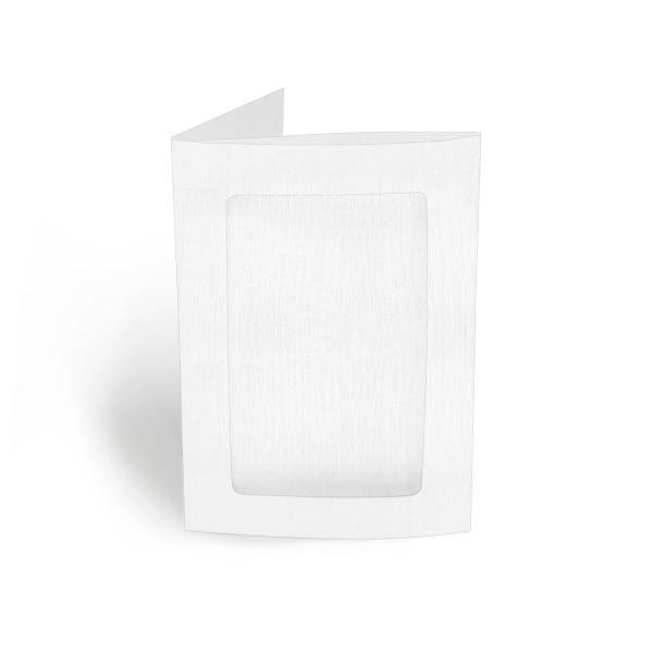 Passepartoutkarte rechteck 3-Fach DIN B6 in leinen (weiss)