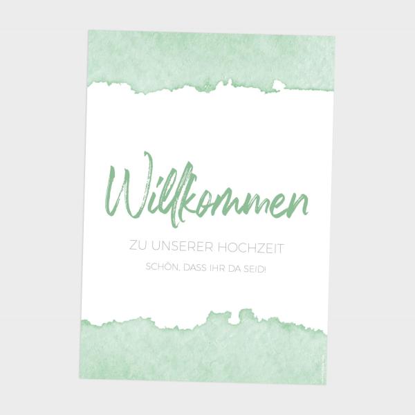 Willkommensschild "Watercolor-Brush | Pistazie"