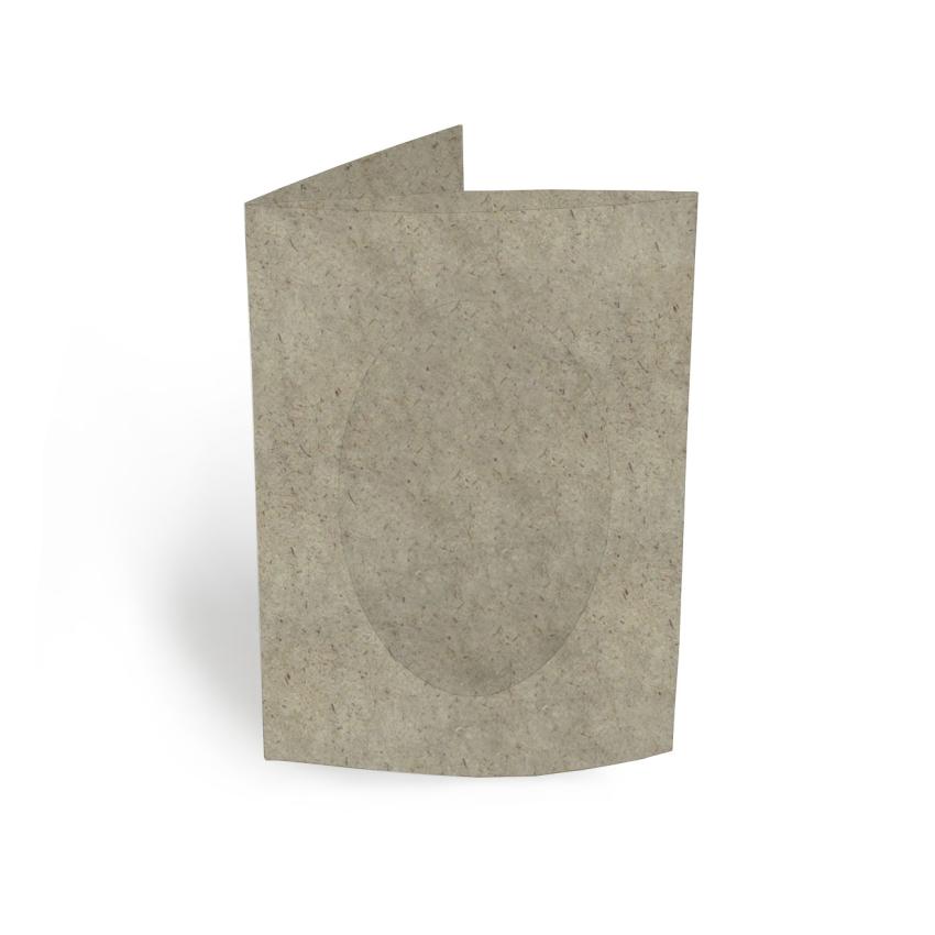 Passepartoutkarte oval 3-Fach DIN A6 in recycling silphie