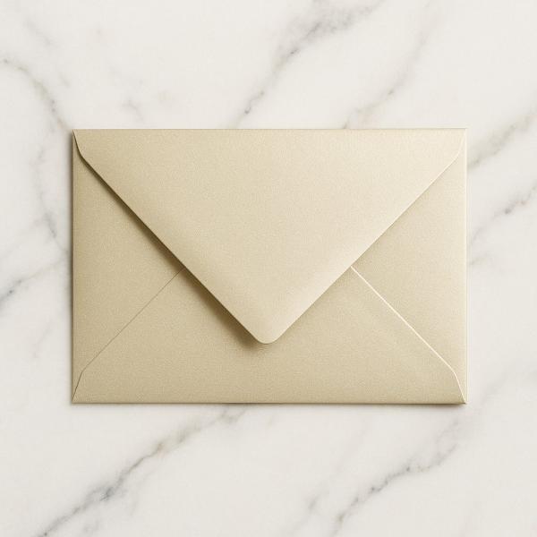 Briefumschläge - Briefhüllen in metallic-ivory, DIN B6 120g/m² oF, Nassklebung