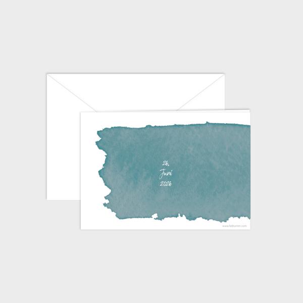 Einladung "Watercolor-Brush | Petrol" DIN B6 Klappkarte