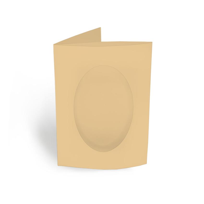 Passepartoutkarte oval 3-Fach DIN A6 in cappuccino