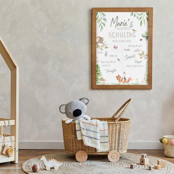 Einschulungsposter "Waldtiere" | Einschulung | Meilensteintafel | Geschenk 1. Geburtstag | Personalisiertes Geschenk